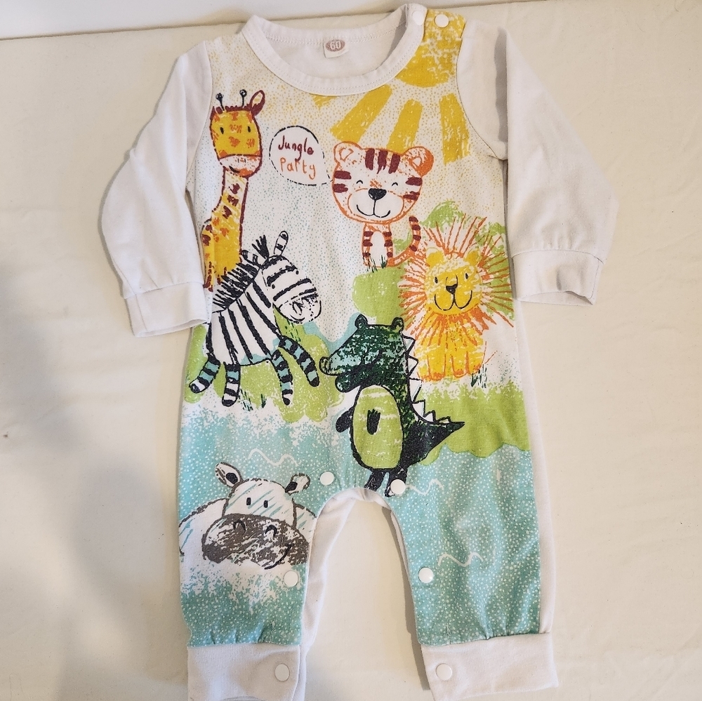 Animal Print Short-sleeve Baby Romper